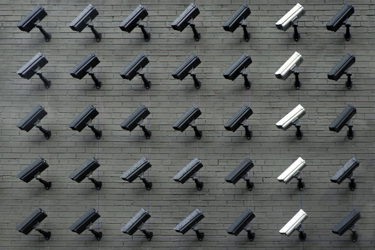 A grid of surveillance cameras