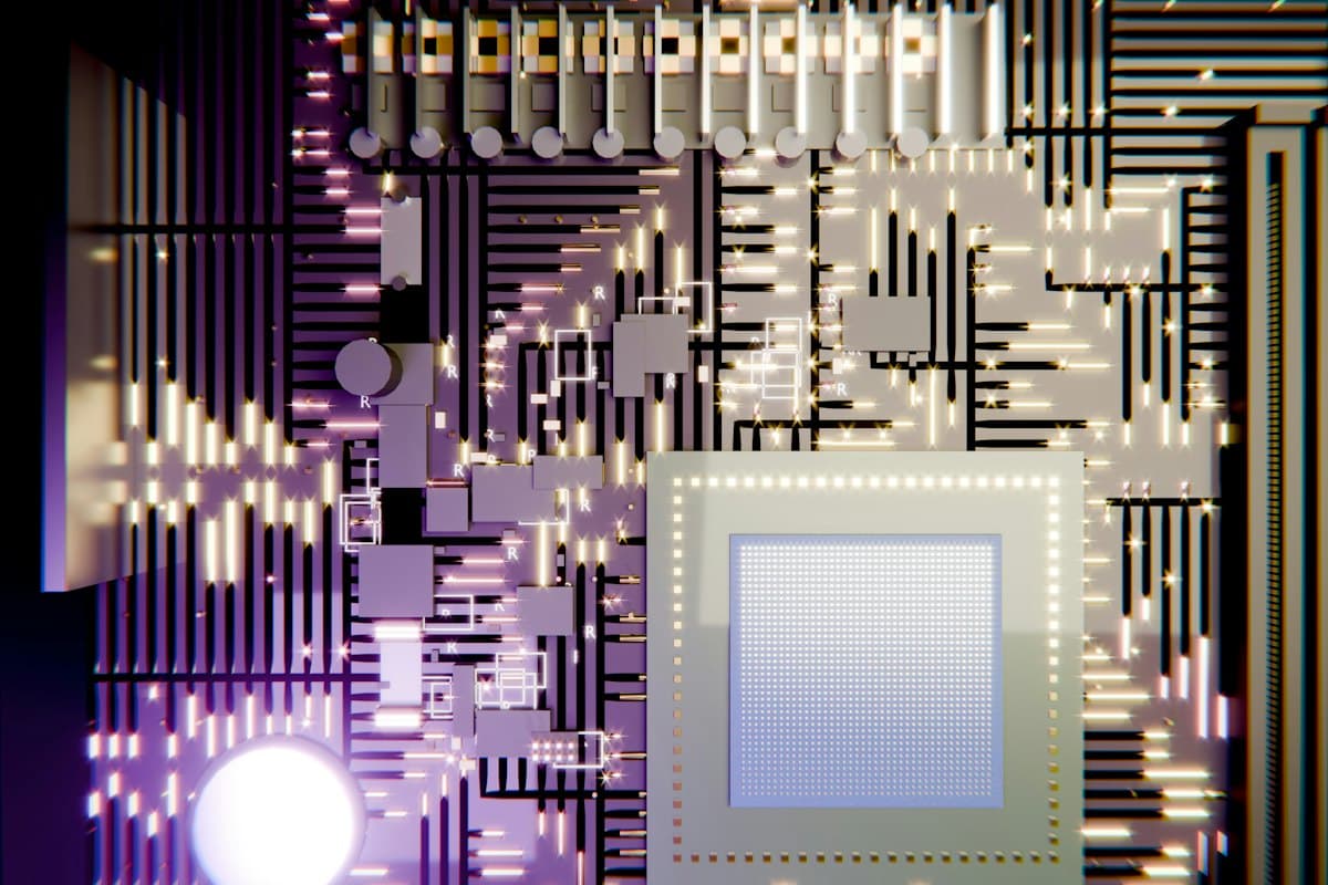 Close-up of a processor on a circuit board