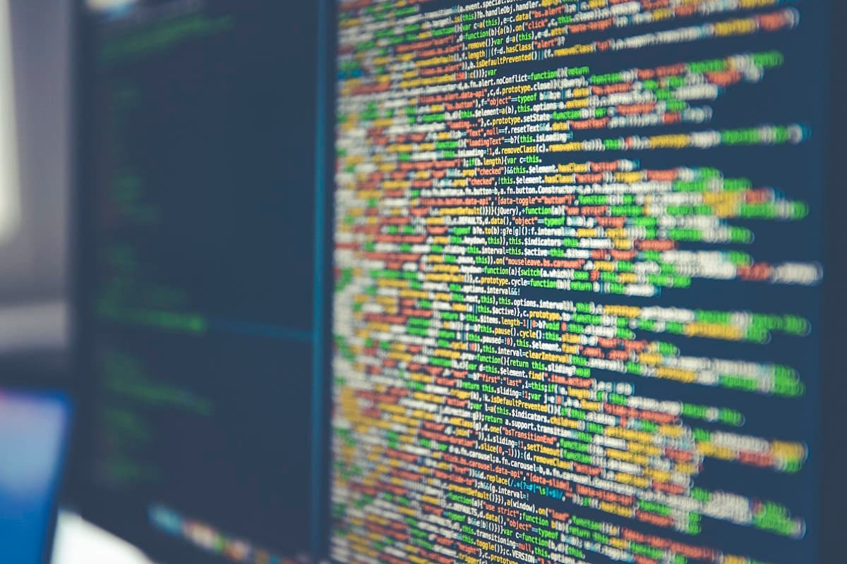 Close-up of source code on a monitor